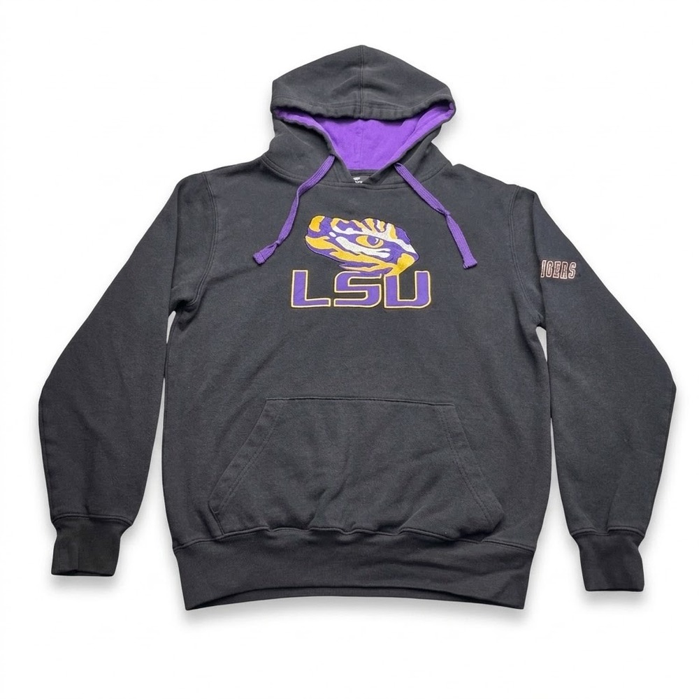 Colosseum LSU Tigers Hoodie Sweatshirt Men Small Black Embroidered Pullover NCAA